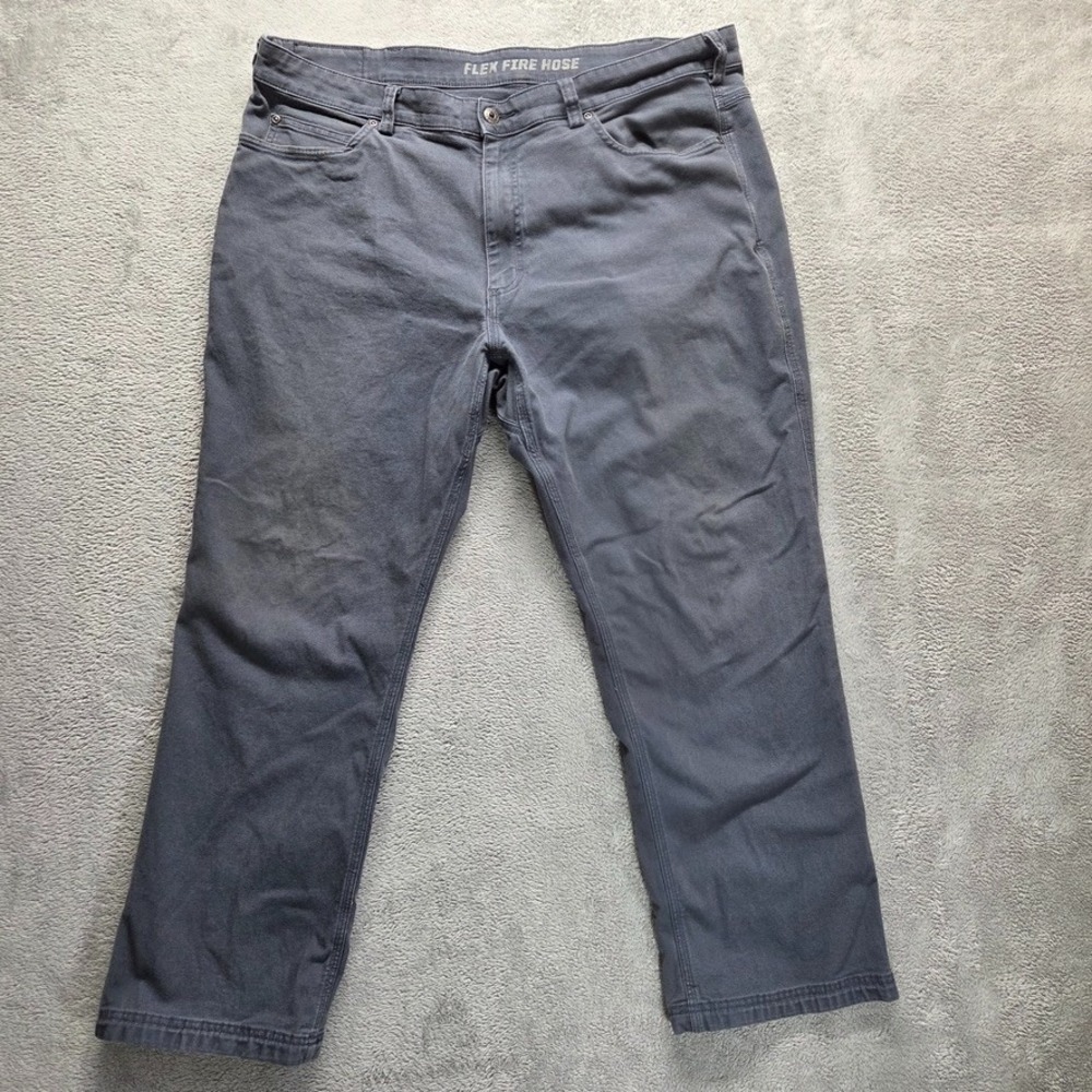 Duluth Pants Mens 40X30 Gray Straight Flex Fire Hose Relaxed Fit Canvas Workwear